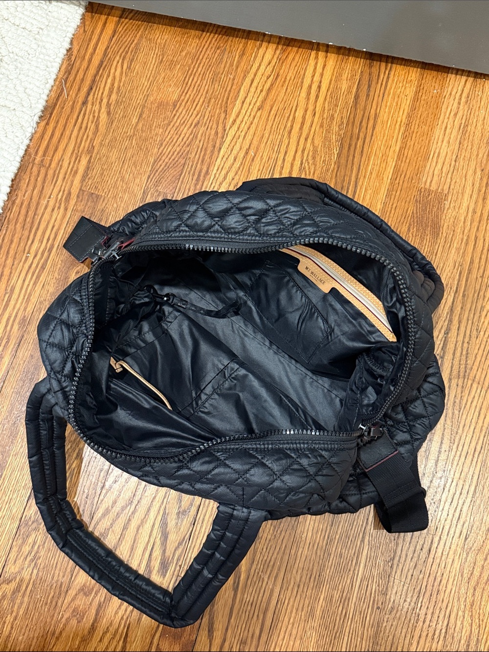 Like New MZ Wallace Jimmy Duffel Quilted Black Weekender Bag Black - Picture 5 of 5